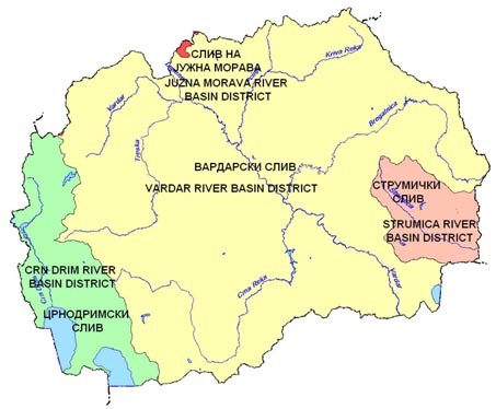 Map 1: River basin districts in the Former Yugoslav Republic of Macedonia