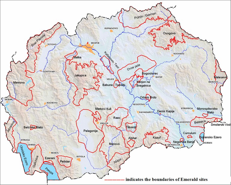 Map 1 National Emerald Network of the Republic of Macedonia