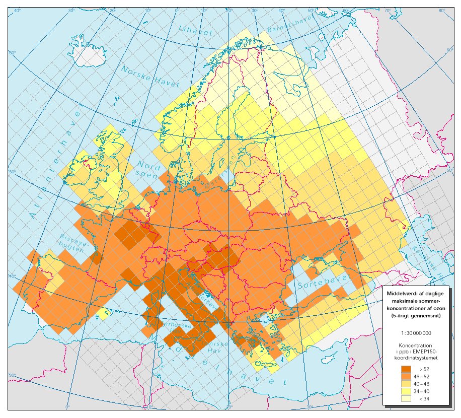 Den daglige maksimale sommerkoncentration af ozon