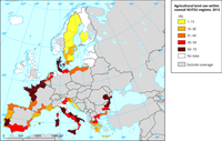 Agricultural land use within coastal NUTS2 regions