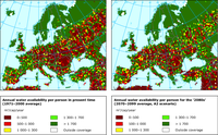 Annual water availability per person (Falkenmark indicator)