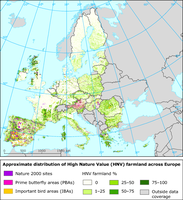 Approximate distribution of HNV farmland in EU-27
