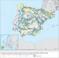 Assessment of the delivery of multiple ecosystem services in the corridors between Natura 2000 sites of Spain