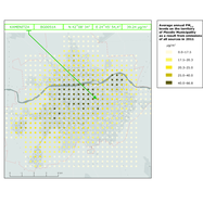 Average annual PM2.5 levels on the territory of Plovdiv Municipality as a result from emissions of all sources in 2011