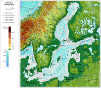 Baltic Sea physiography (depth distribution and main currents)