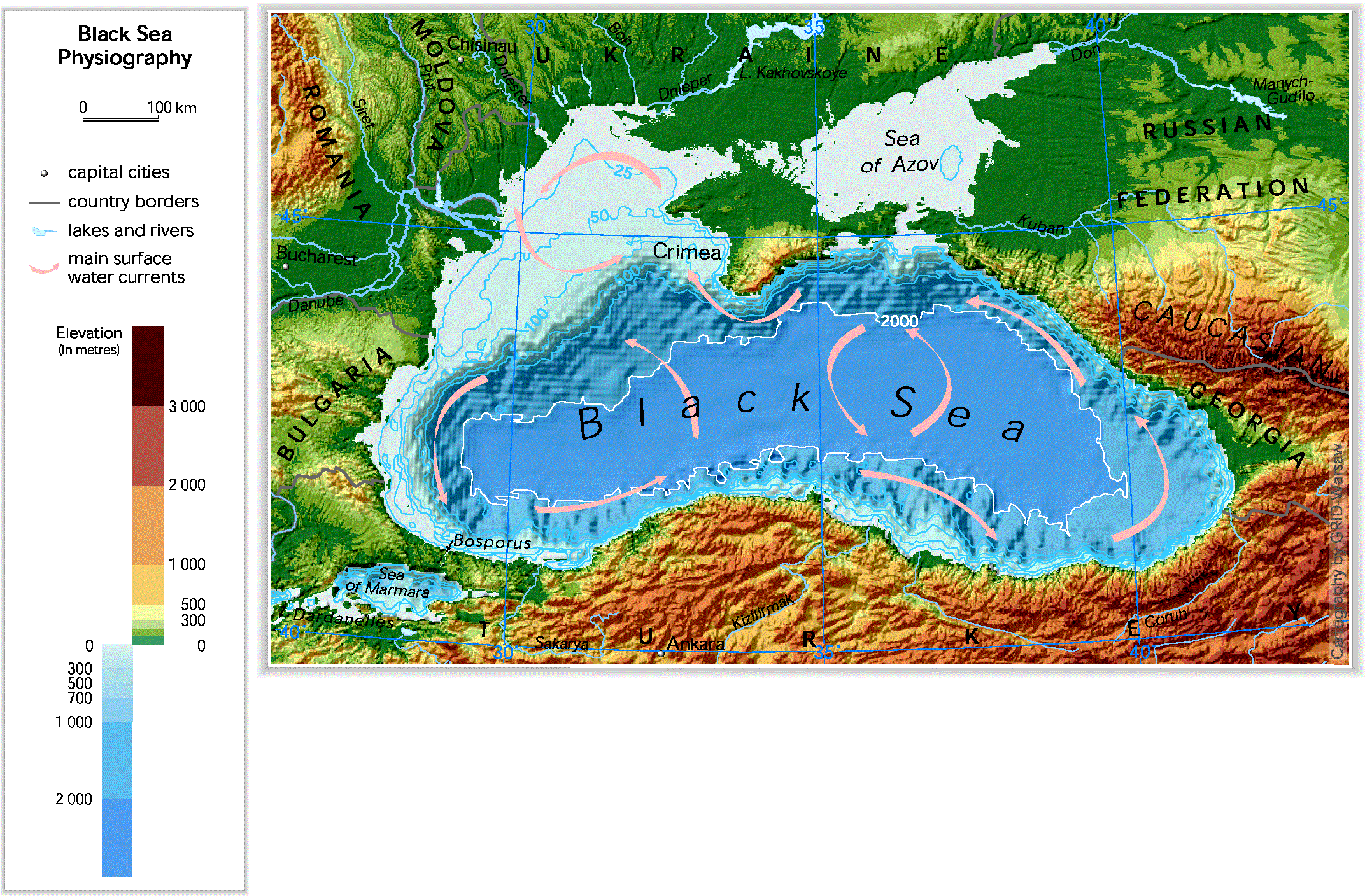 Map Of Black Sea Black Sea Physiography — European Environment Agency