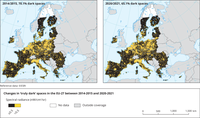 Changes in ‘truly dark’ spaces in the EU-27 between 2014-2015 and 2020-2021