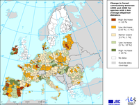Change in forest connectivity between 1990 and 2000