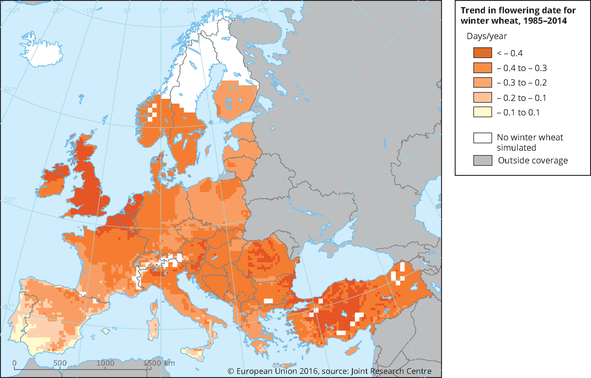 Trend in flowering date of winter wheat