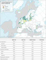 Combined effects of land-based pressures on species and habitat in Europe's seas