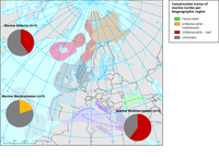Conservation status of marine turtles per biogeographic region