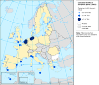 Container traffic in European ports (2003)