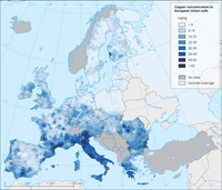 Copper concentration in European Union soils