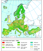 European land cover in 2006, main land-cover categories of Europe