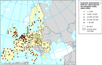 Economic determinant — GDP per capita figures for European cities, 2004 (EUR)