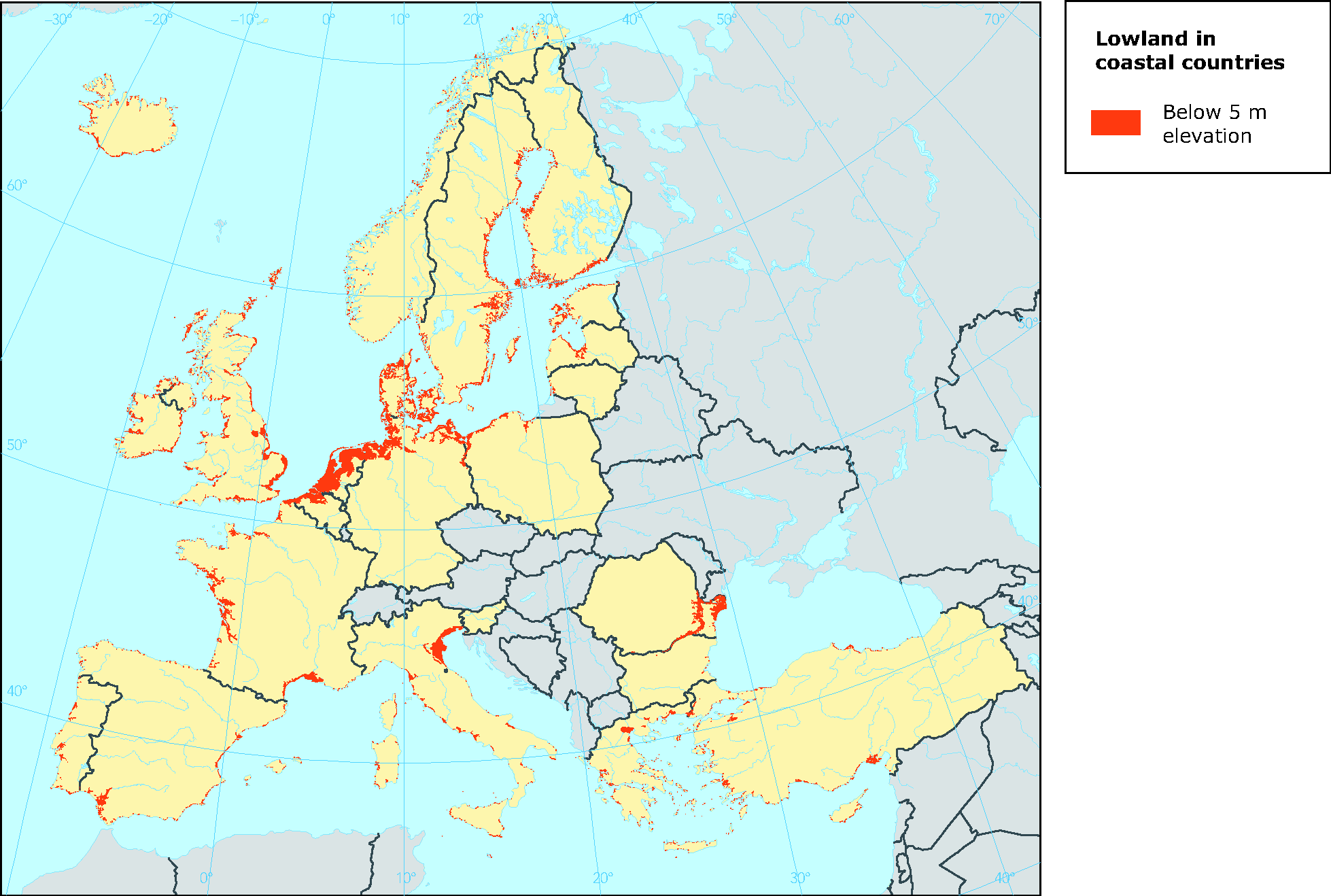 sea level rise map europe European Coastal Lowlands Most Vulnerable To Sea Level Rise sea level rise map europe