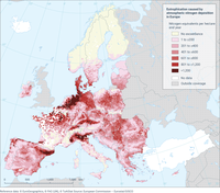 Eutrophication caused by atmospheric nitrogen deposition in Europe