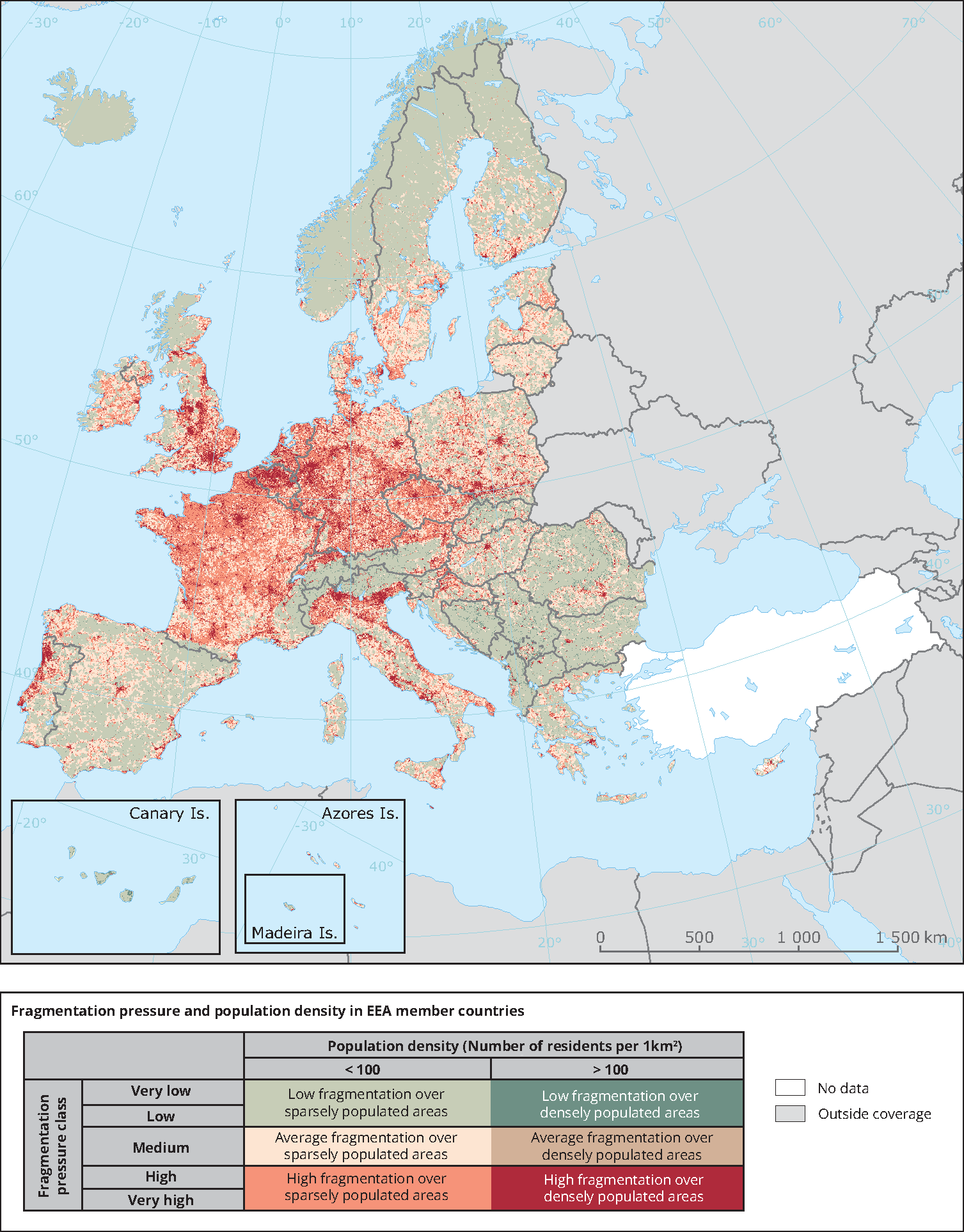 Fragmentation Pressure And Population Density In Eea Member