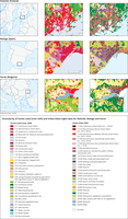 Granularity of Corine Land Cover (left) and Urban Atlas (right) data for Helsinki, Malaga and Varna