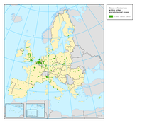 Green urban areas within urban morphological zones (2000)