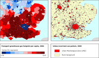 Greenhouse gas footprints per capita for transport in UK local authorities and urban-rural pattern