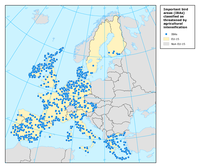 Important bird areas classified as threatened by agricultural intensification