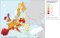 Increase in urban surface 2010–2030 baseline