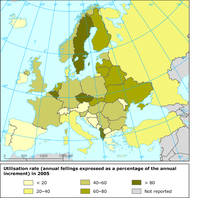 Intensity of forestry — net harvesting rate in 2005