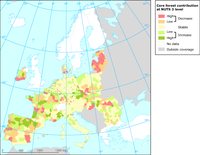 Internal dynamics of forested landscape by changes in core forest areas, 1990-2000