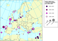 Large (> 7 tonnes) tanker spills in European waters 1990-2007