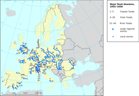 Major flood disasters in the EU, Switzerland and Norway, 1950–2009