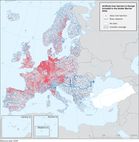 Man-made river barriers in Europe included in the AMBER Atlas