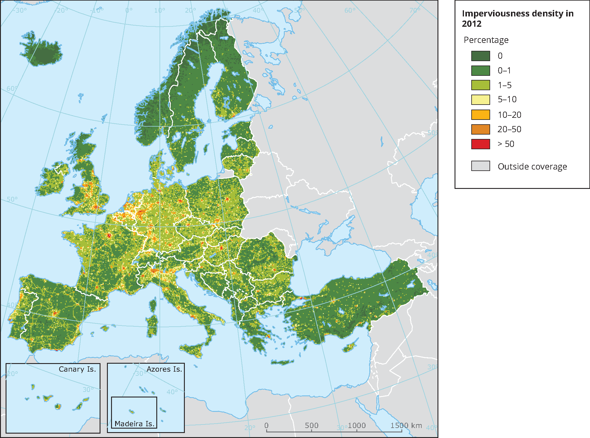 Imperviousness density in 2012