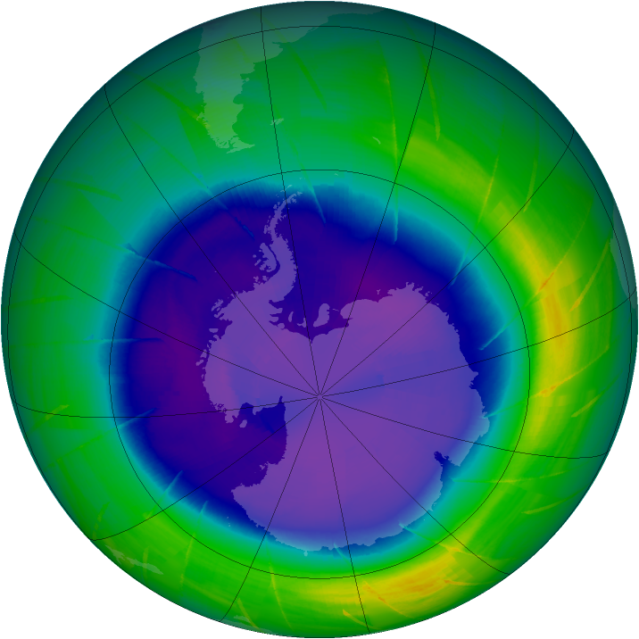 Maximum ozone-hole area in 2009