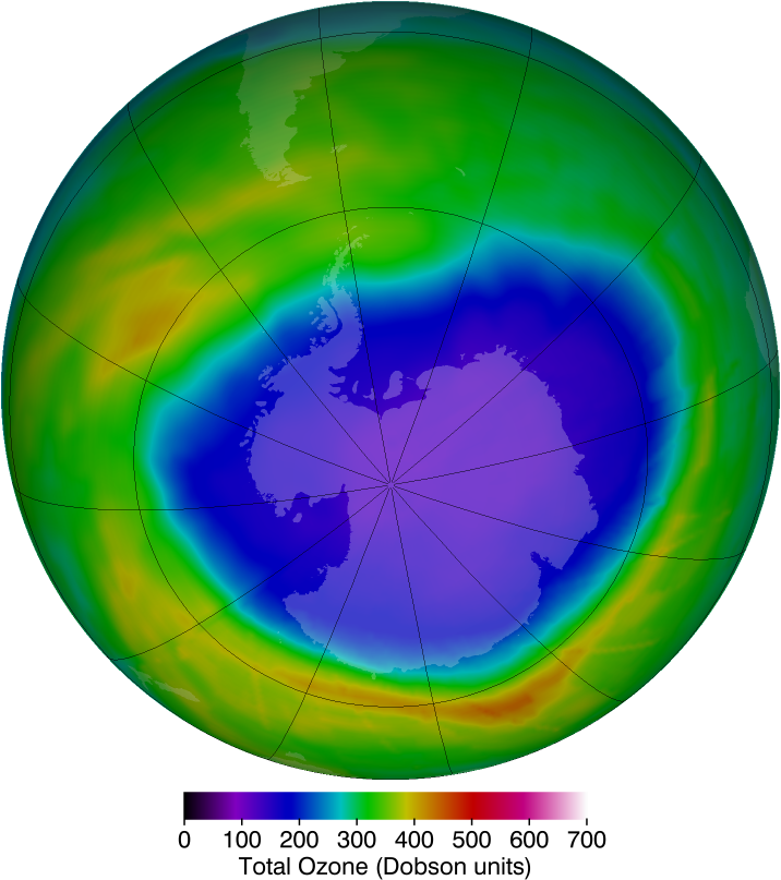 Maximum ozone hole area in 2010