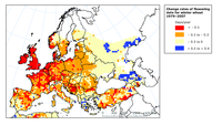 Modelled change of flowering date for winter wheat 1975-2007