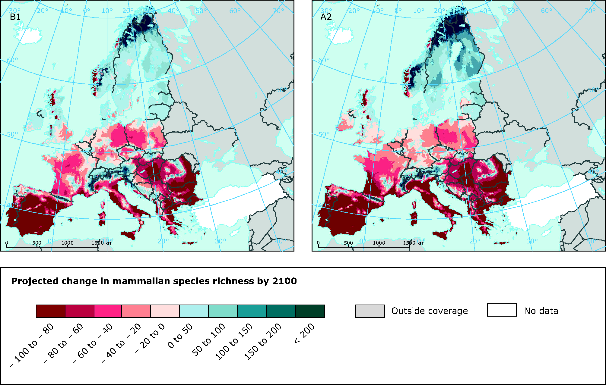 Projected changes in mammalian species richness 