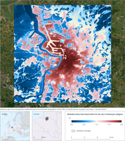 Modelled urban heat island effect for the city of Antwerpen, Belgium