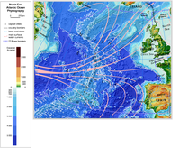 North-east Atlantic Ocean physiography (depth distribution and main currents)