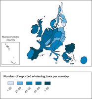 Number of reported wintering taxa per country