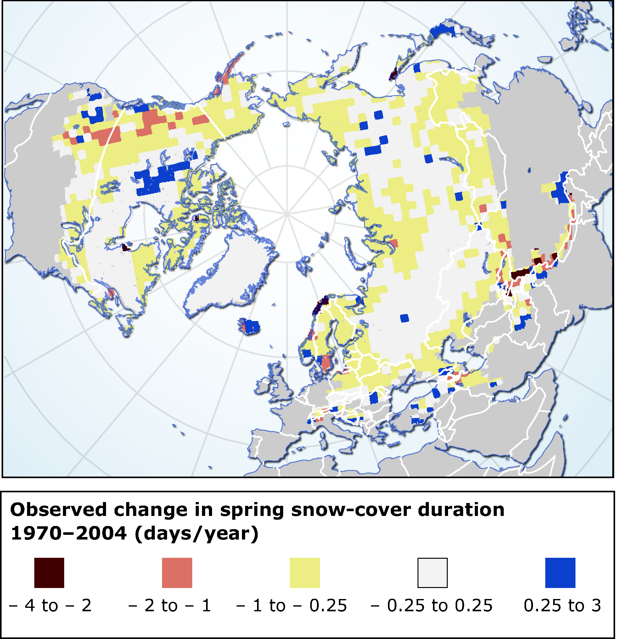 Observed change in spring snow-cover duration 1970-2004