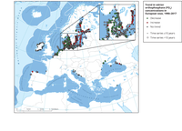 Trends in winter mean orthophosphate concentrations in European seas