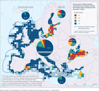 Occurrence of reduced oxygen concentrations in Europe's coastal and marine waters (average for the years 2011-2022)