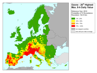 Ozone 26th highest maximum 8-hour daily value - TV Exceedance, 2010