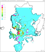 Percentage of ecosystems protected from acidification, 2000