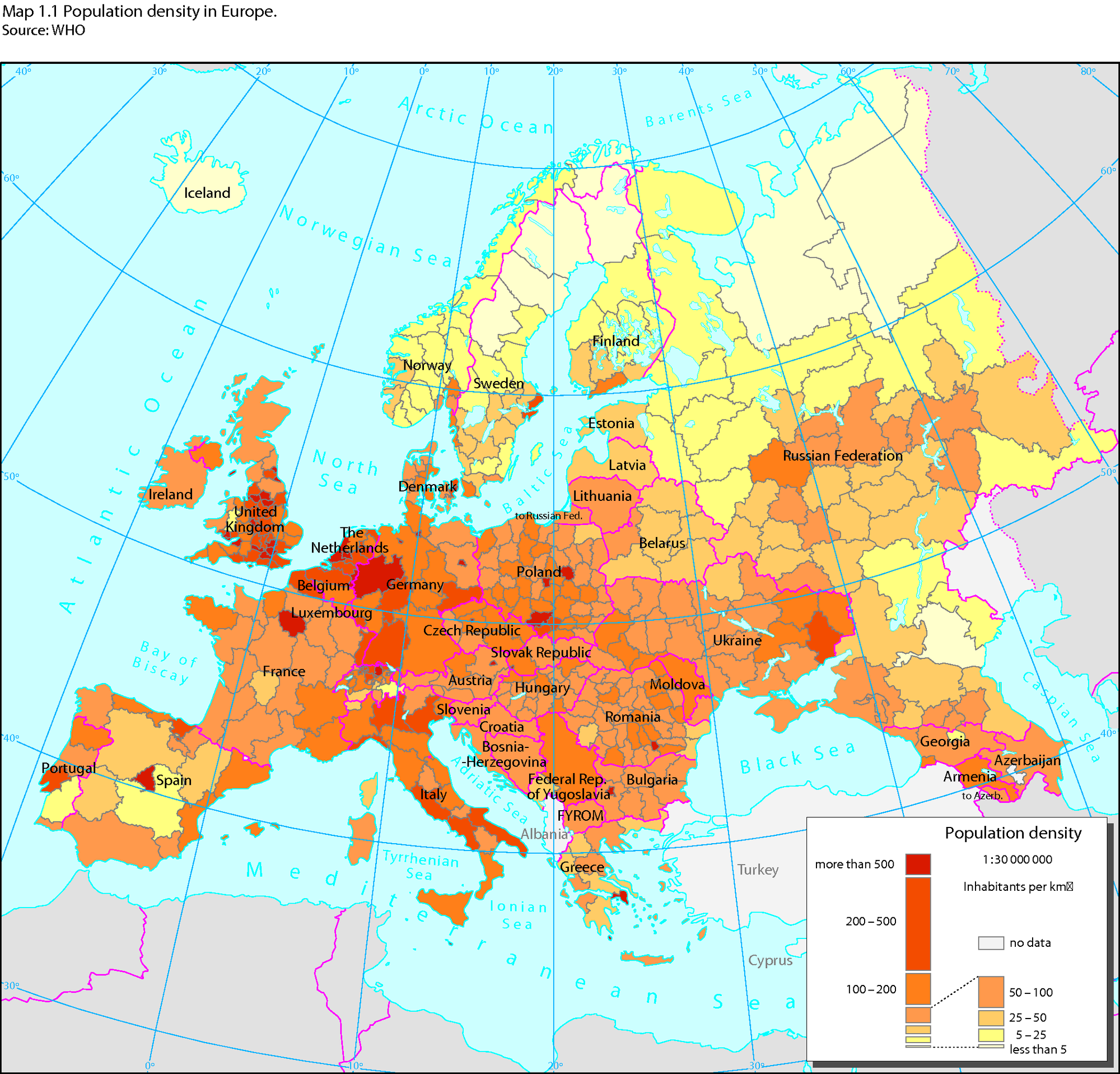 Population Density 1992 European Environment Agency