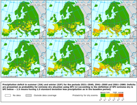 Precipitation deficit in summer (JJA) and winter (DJF) for the periods 2021–2040, 2041–2060 and 2061–2080