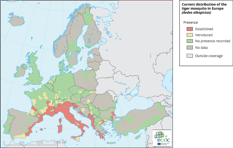Asian Tiger Mosquito Map Known Distribution Of The Tiger Mosquito In Europe (Aedes Albopictus) —  European Environment Agency