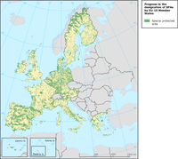Progress in the designation of SPAs by EU-15 Member States (Nov 2004)