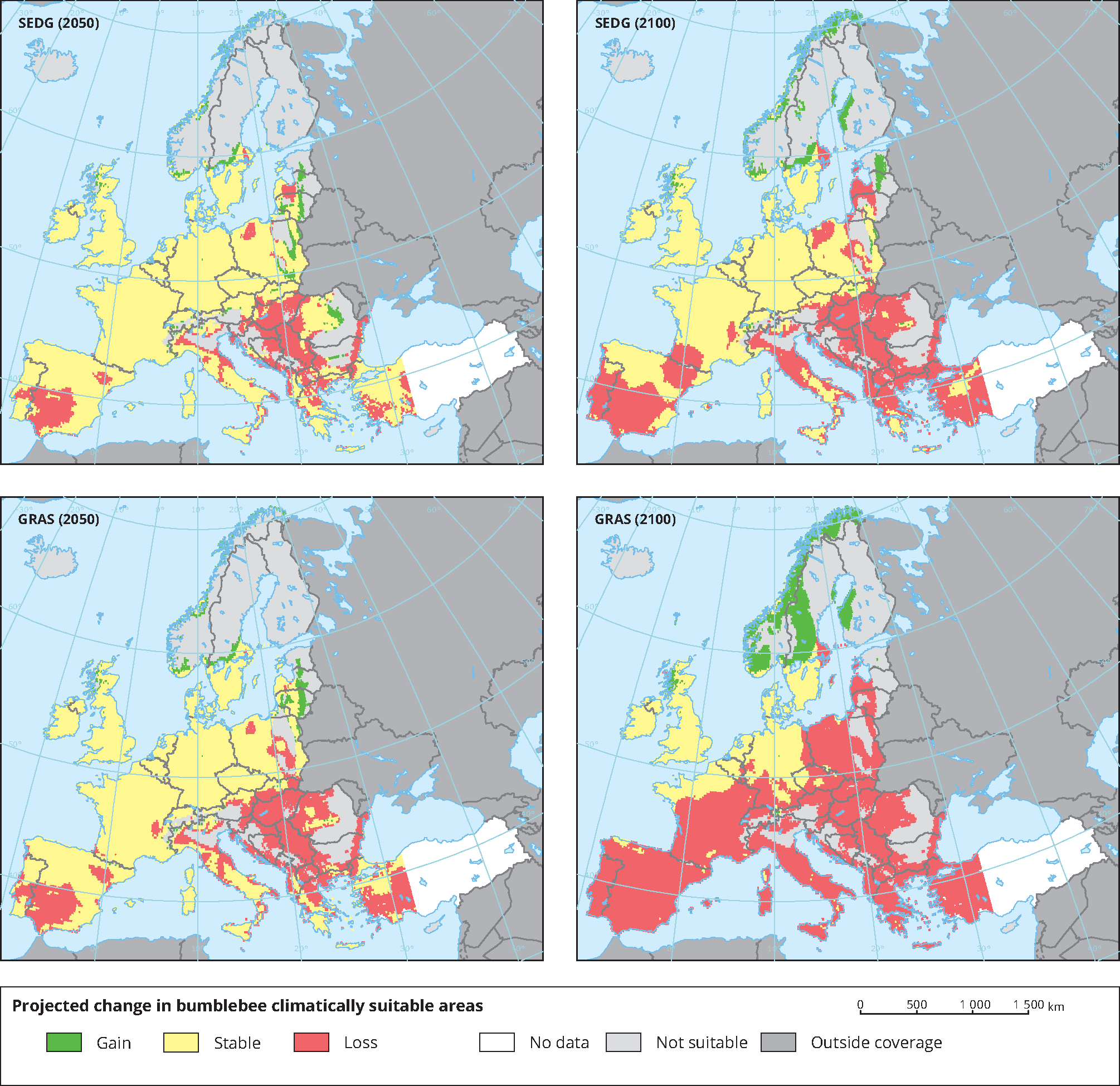 Projected change in Bumblebee climatically suitable areas